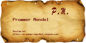 Prommer Mendel névjegykártya
